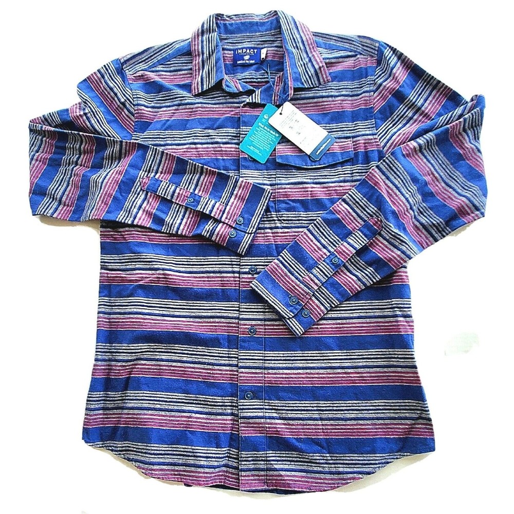 NWT Impact Collection United by Blue Men Organic Flannel Button Down Shirt Large